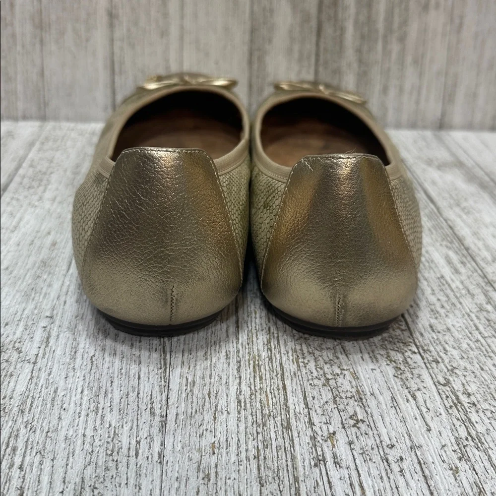 Vionic Minna Cap Toe Flats in Gold Snake Print